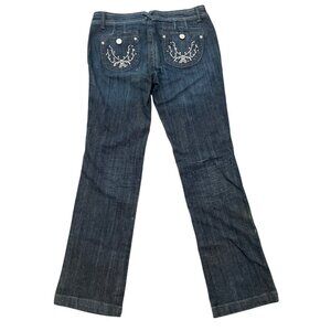 Clash Womens/Girls Bootcut Jeans Silver Stitching & Embroidered Pockets Size 11